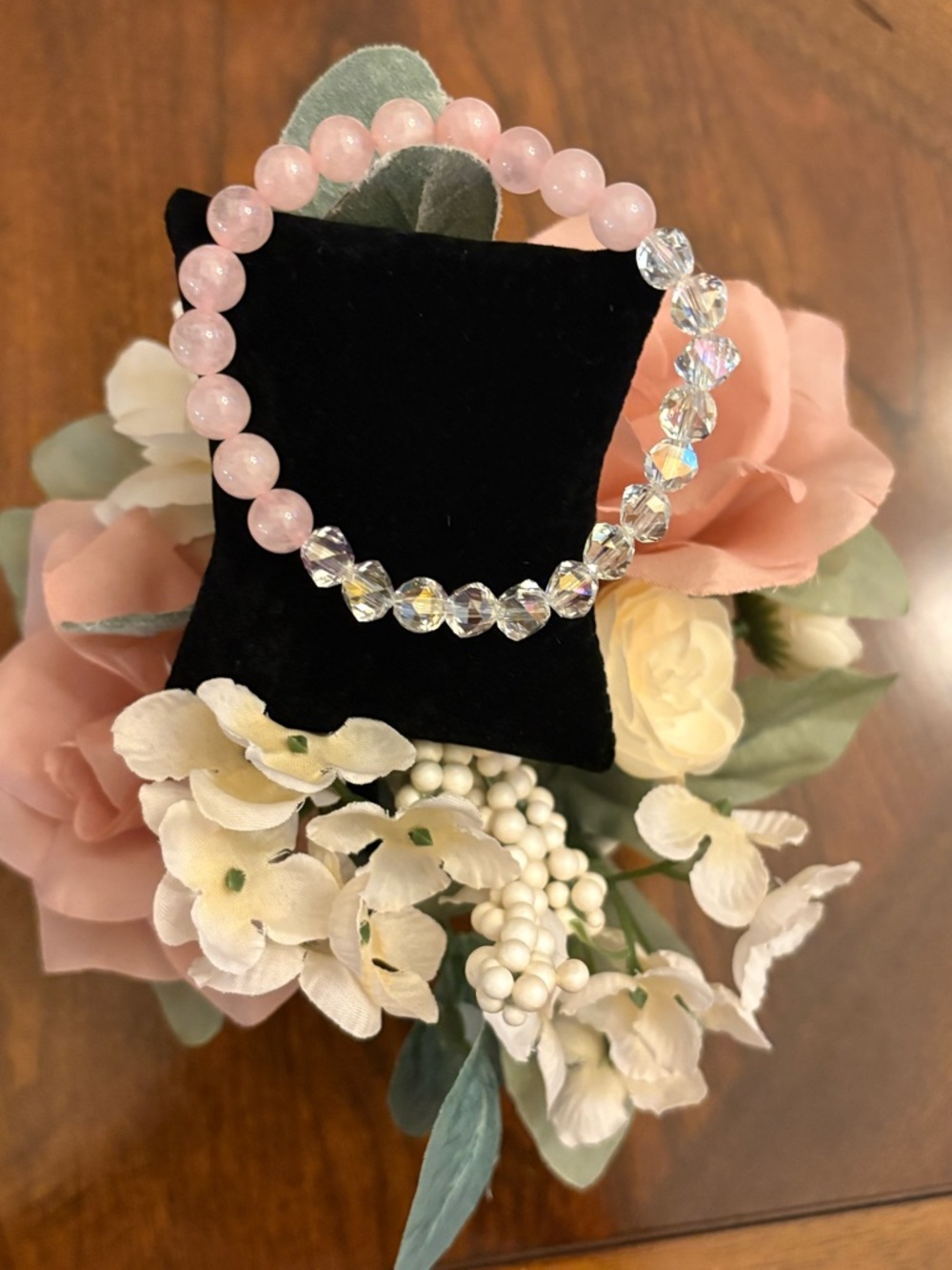 Rose Quartz & Crystal Bracelet